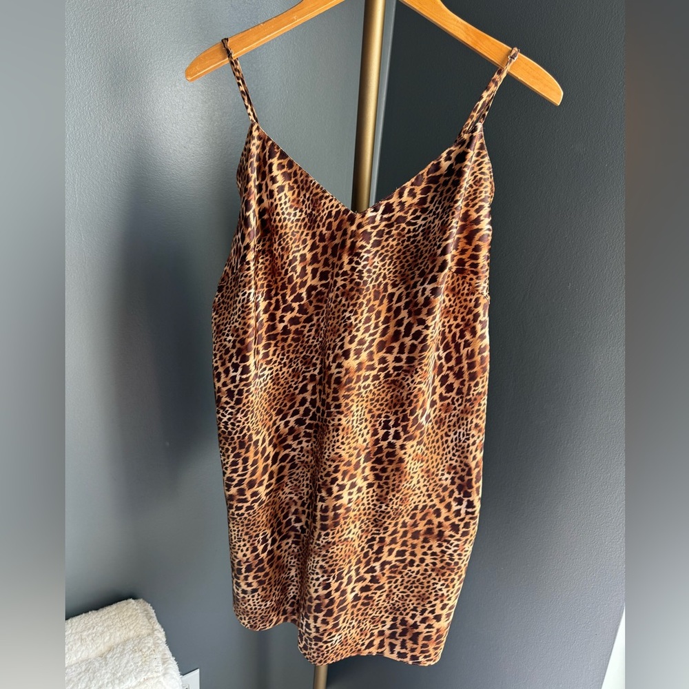 **RARE VINTAGE** AUGUST SILK INTIMATES CHEETAH LEOPARD PRINT SLIP DRESS